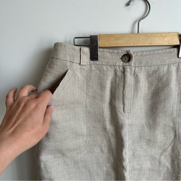 MaxMara Weekend Linen Pencil Mini Skirt Size 8 Beige Classic - Picture 6 of 8